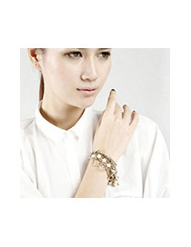 Fashion Gold Color Pearl Decorated Mutlilayer Design Alloy Korean Fashion Bracelet