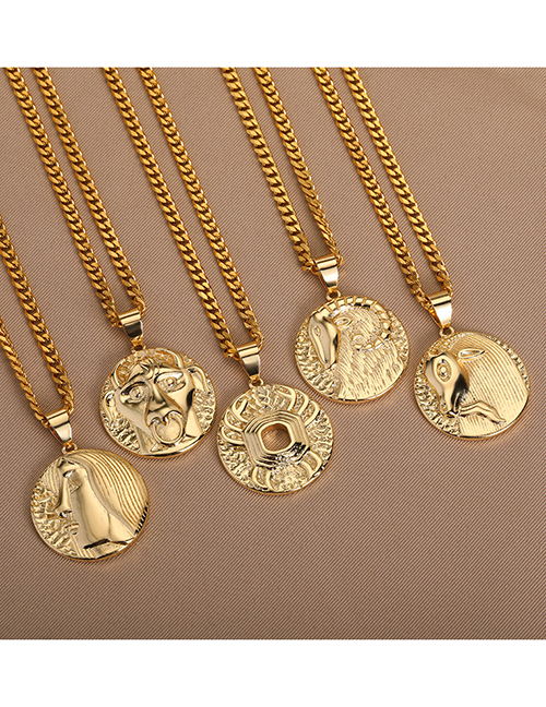 Collar De Bronce Chapado En Oro Repujado Zodiaco