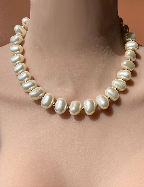 Fashion Creamy-white Pearl Beaded Stud Earrings Bracelet Necklace Set
