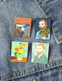 Broche Geométrico Del Retrato De La Pintura Al Óleo De Van Gogh De La Aleación