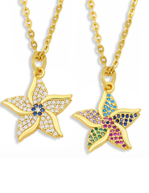 Collar De Estrella De Cinco Puntas Con Baño De Oro Y Diamantes