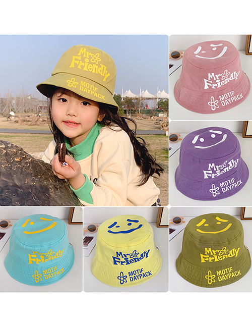Sombrero De Pescador Con Estampado De Letras Sonrientes Para Niños