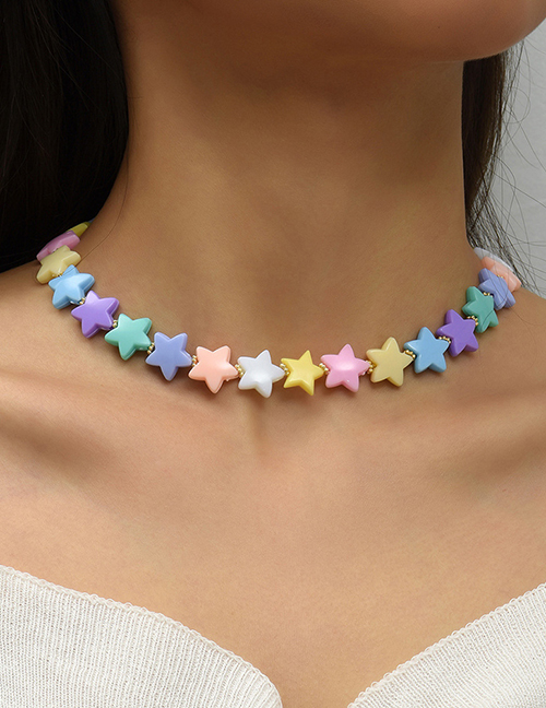 Collar Estrella De Cinco Puntas De Color Acrílico