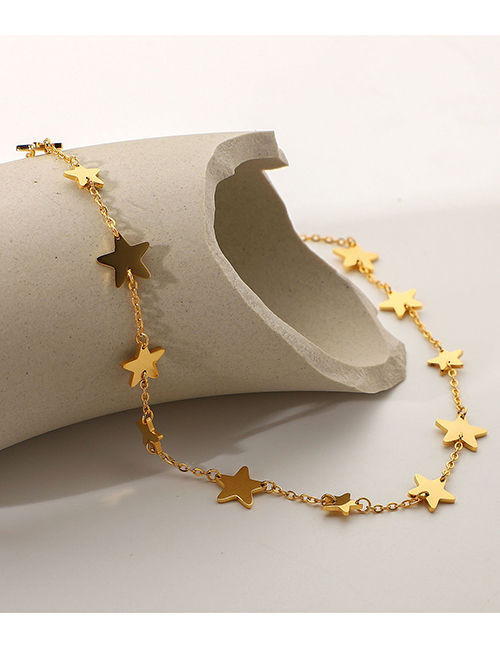 Collar De Estrella De Cinco Puntas Chapado En Oro De Acero Inoxidable
