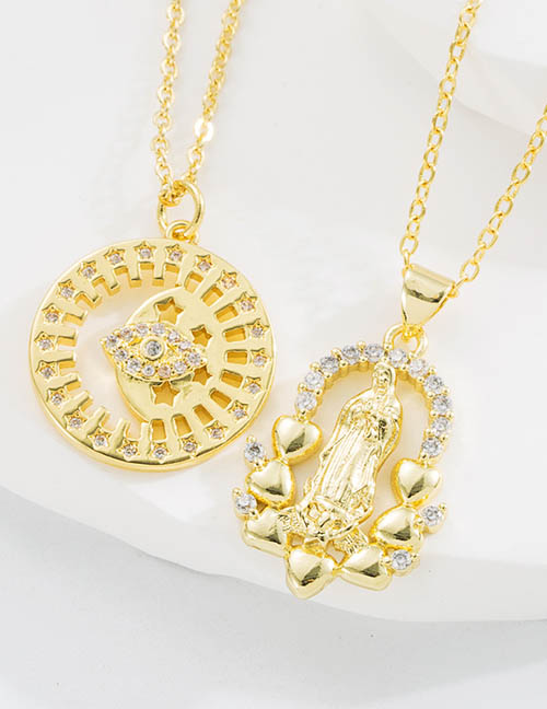 Collar De Círculo De Ojo De Diamante Chapado En Oro De Cobre
