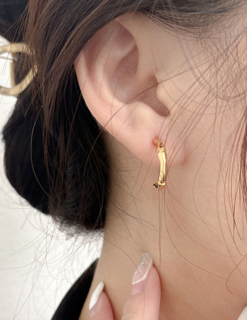 Fashion Gold Color Titanium Steel Gold-plated Slub Small Earrings
