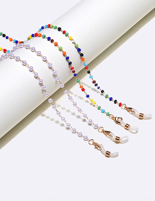 Conjunto De Cadena De Gafas De Perlas De Perlas De Color Cobre Puro