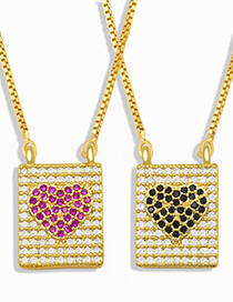 Collar De Diamantes Geométricos Con Colgante De Corazón De Amor