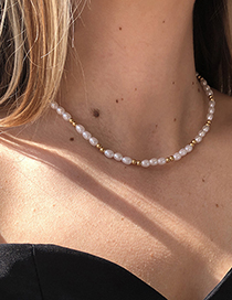 Collar De Perlas De Arroz De Color Mezclado Con Perlas De Imitación