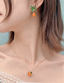 Conjunto De Collar De Pendientes De Acero De Titanio Y Cristal Naranja Caqui