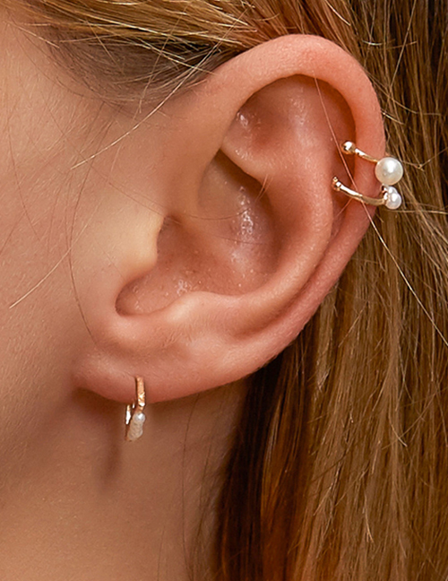 Ear Cuff Con Incrustaciones De Perlas De Aleación