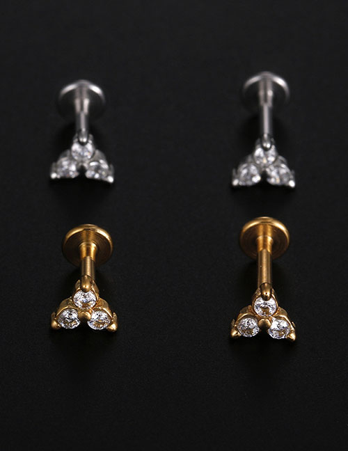 Aretes De Piercing Geométricos De Diamante De Acero De Titanio