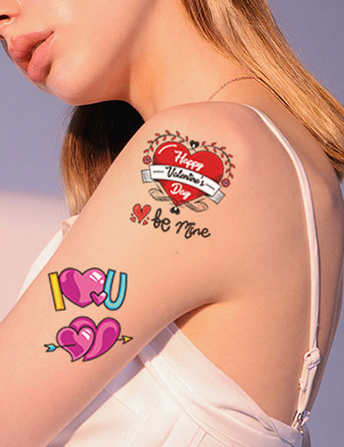 Tatuaje De Brazo De Flor De Corazón De Dibujos Animados Pegatina