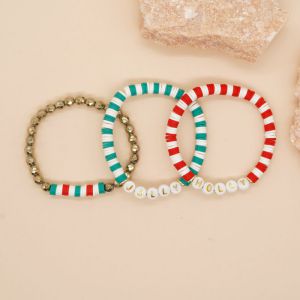 Colorful Polymer Clay Crystal Letter Beads Bead Bracelet Set
