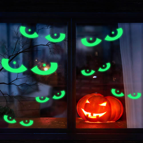 Etiqueta De La Pared Fluorescente De Halloween Glow Eyes Ghost Hands