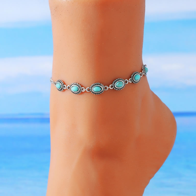 Alloy Geometric Turquoise Anklet