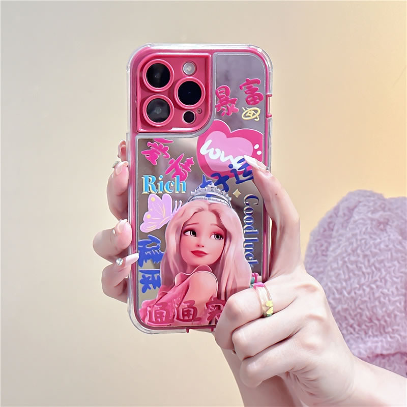 Funda De Tpu Para Iphone Con Estampado De Barbie + Colgante De Corazón