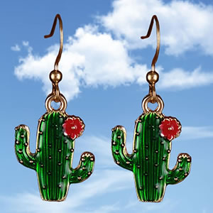 Pendientes De Cactus De Flores De Aleación