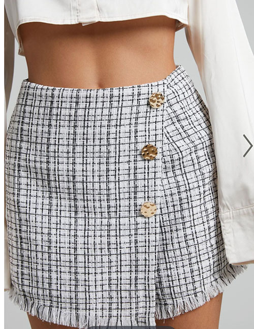 Polyester Check Button-up Shorts
