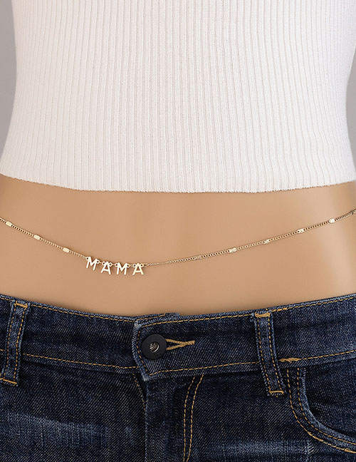Cadena De Cintura Mama Con Letras Geométricas De Aleación