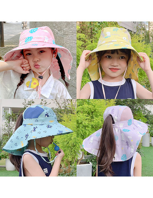 Sombrero De Protección Solar Para Niños Con Parte Superior Vacía Impresa En Tela