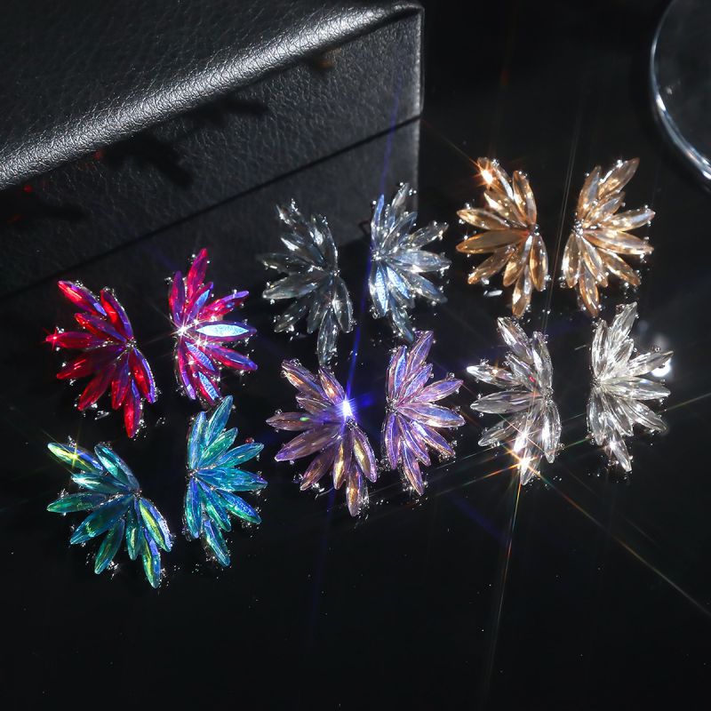 Aretes De Mariposa Con Diamantes De Imitación De Vidrio Geométrico
