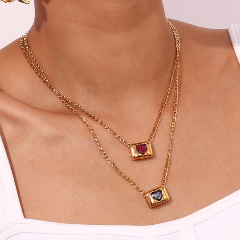 Collar De Cubos De Azúcar Love Con Diamantes De Acero Chapado En Oro