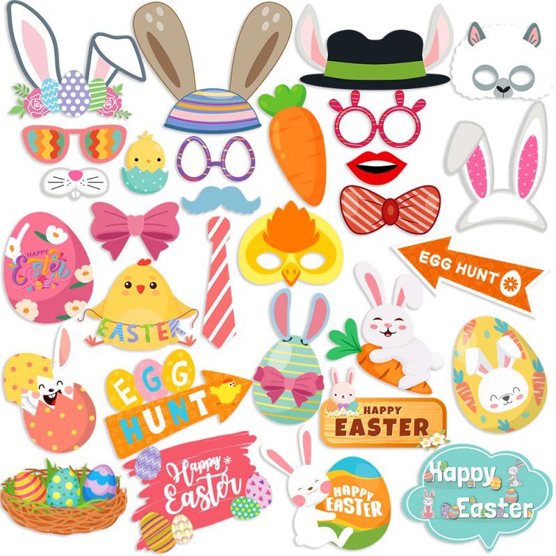 Accesorios Para Foto De Huevo De Pascua De Conejo De Dibujos Animados