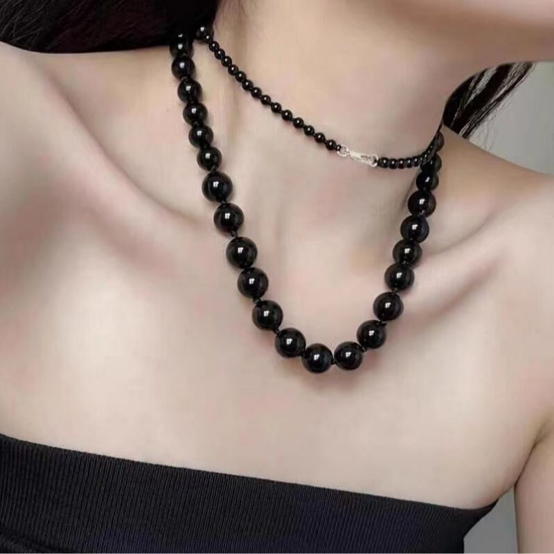 Collar De Perlas Negras Degradadas