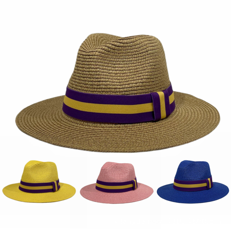 Sombrero Para El Sol De Paja Con Diseño Colour Block
