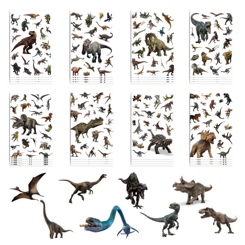 8 Juegos De Pegatinas Impermeables De Dinosaurios De Dibujos Animados