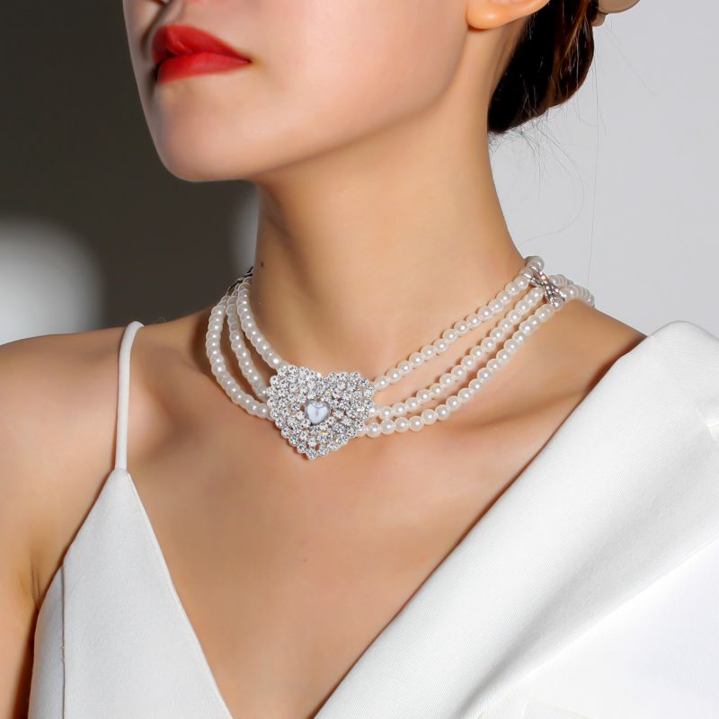 Collar Love Multicapa De Perlas Y Diamantes