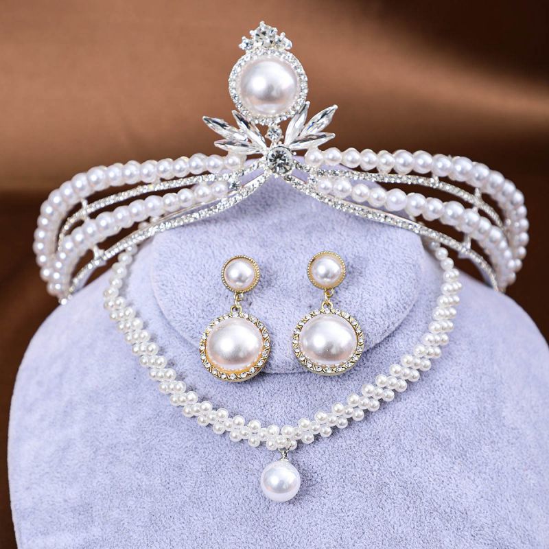 Collar Doble Con Perlas Y Diamantes