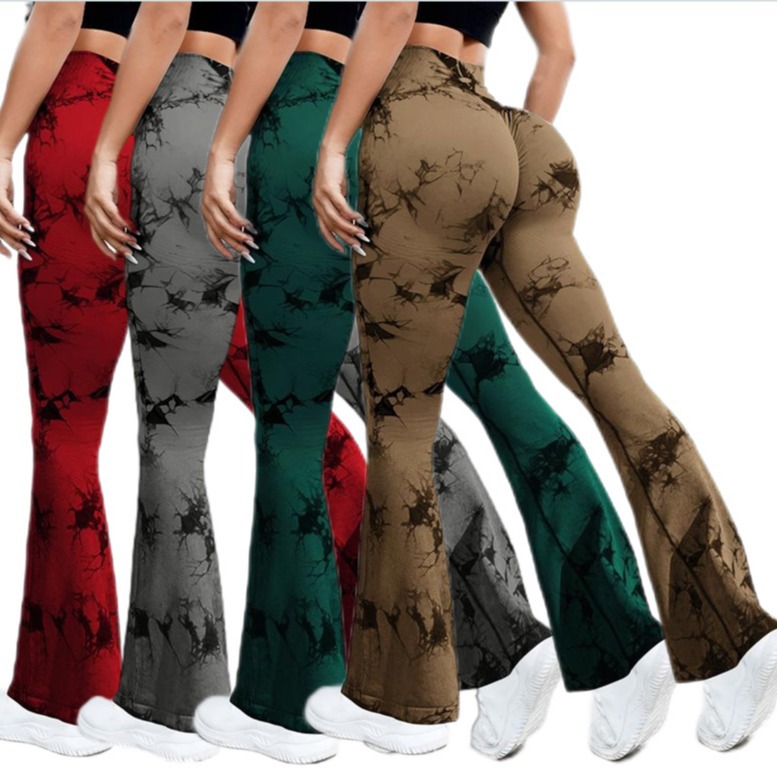 Pantalones Anchos De Yoga Con Efecto Tie-dye Sin Costuras