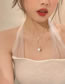 Fashion Gold Titanium Pearl Beaded Diamond Heart Double Necklace