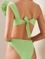 Fashion Green Polyester Solid Color Flower Deep V Split Swimsuit