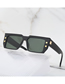 Fashion Green Pc Rice Nail Square Large Frame Sunglasses