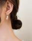 Fashion Gold Copper Diamond Bow Pearl Stud Earrings