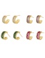 Fashion Color Copper Inlaid Zirconium C-shaped Earrings
