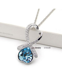 Spiritual Blue Heart  Design Crystal Crystal Necklaces