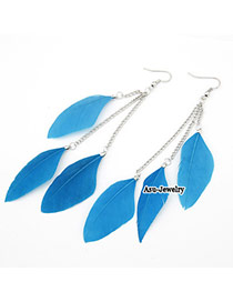 Exquisite Skyblue Color Feather Charm Design Feather Korean Earrings