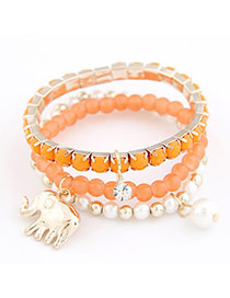 Seamless Orange Cute Elephant Pendant Bead Korean Fashion Bracelet