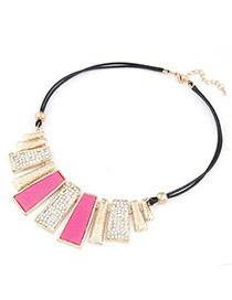 Plated Plum Red Vertical Bar Pendant Alloy Bib Necklaces