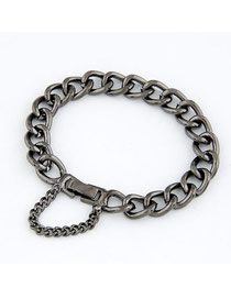 Connor Gun-Black Simple Chain Design Alloy Korean Fashion Bracelet