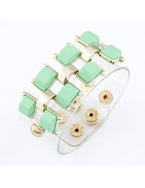 Hooters Light Green Wide Rivet Design Alloy Korean Fashion Bracelet