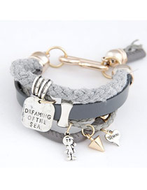 Fall Gray Multielement Decorated Multilayer Design Ccb Korean Fashion Bracelet