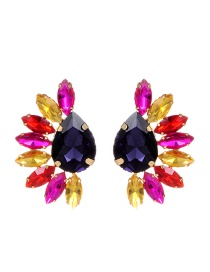 Fashion Multi-color Oval Shape Diamond Decorated Earrings