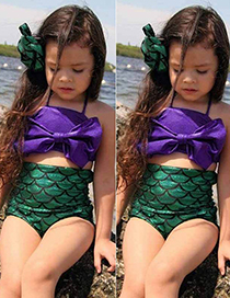 Bikini De Sirena Con Moño Para Niña De Moda