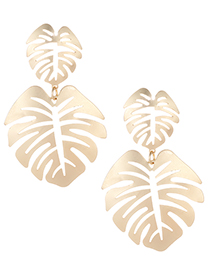 Fashion Gold Color Leaf Shape Decorated Earrings