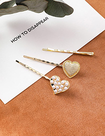 Fashion Love Three-piece Love Pearl Diamond Metal Hair Clip Set